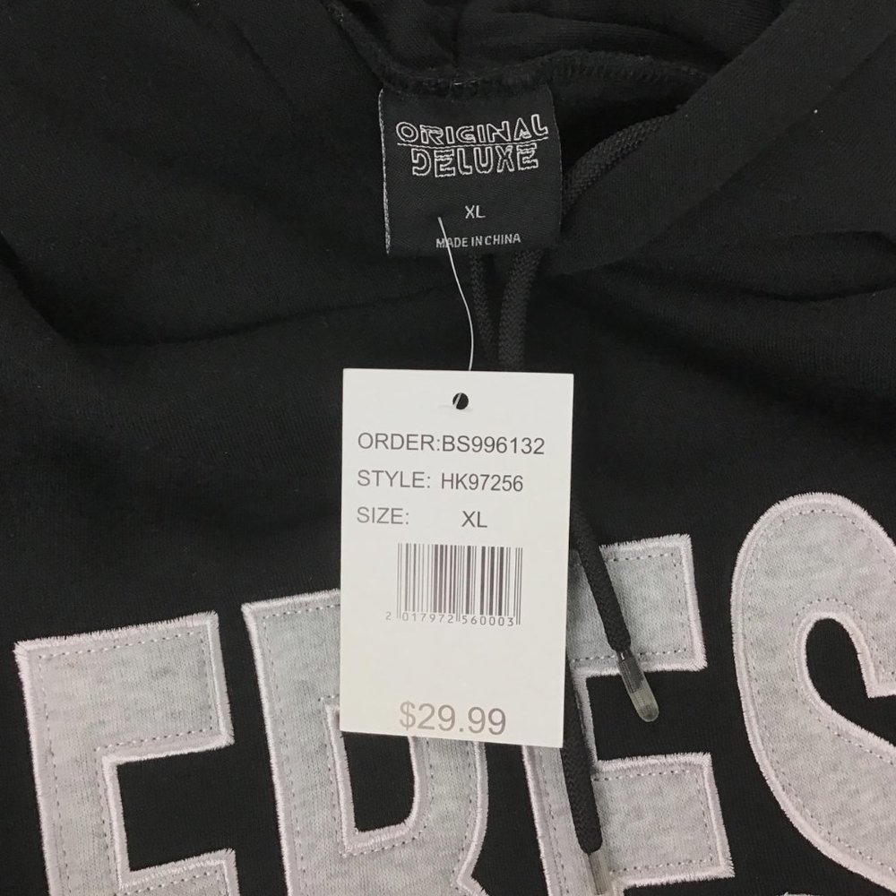 Original Deluxe XL Black "Fresh" Pullover Hoodie Kangaroo Pocket Long Sleeve NWT - Picture 3 of 7